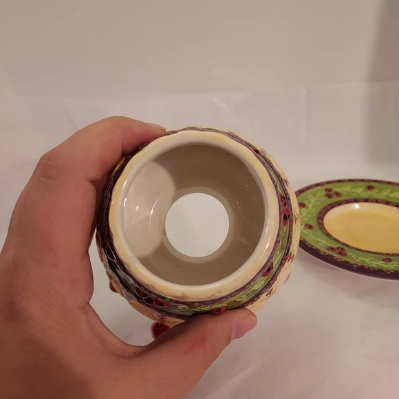 Yankee Candle Christmas Jingle Bell & Quilt Small Jar Shade and Matching Plate - Picture 6 of 9